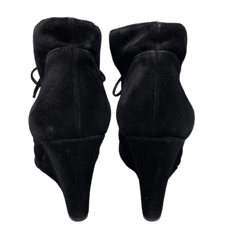 Via Spiga Womens Fedora Black Suede Leather Hidden‎ Wedge Ankle Bootie US Size 8